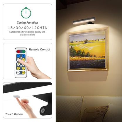 EUIOKUN Wireless Picture Light with Remote,Battery Operated Wall Sconces - size: 4Pack Black