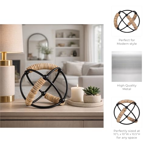 NESS AND JORD Metal, 9" Abacus Orb, Natural/Black - size: 9.0" H