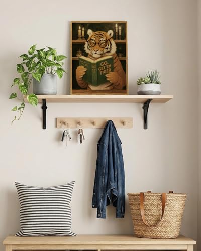 WHASAYART Framed Whimsical Funny Tiger Canvas Wall Art 12x16 Inch - color: Inspirational Tiger, size: 16"L x 12"W