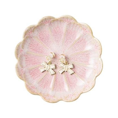 BEUNAIZER Jewelry Dish Tray, Ring Dish, Ceramic Trinket Tray, Key Bowl - color: Pink