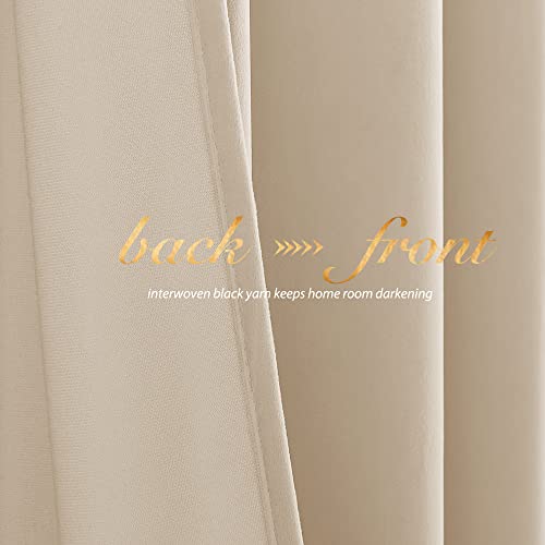 NICETOWN Beige Velvet Curtains 84 inch Long, 52" W x 84" L, 2 Panels - color: Beige, size: 52"W x 84"L (Pack of 2)