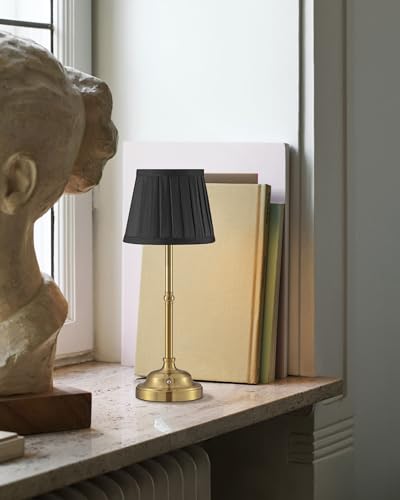 KDG Gold Cordless LED Table Lamps Set of 2, Black Fabric Shade Desk Lamps - color: Gold + Black Lampshade (2 Pack)