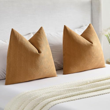 FUTEI Pack of 2 Chenille Throw Pillow Covers 16x16 Inch,Bronze - color: Bronze, size: 16" x 16" (Pack of 2)