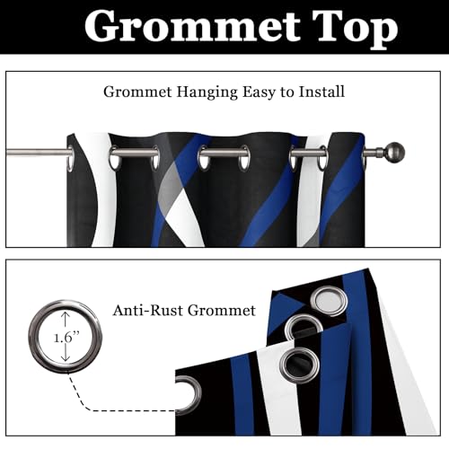weesire Black and Blue Blackout Curtains, 52 x 96 Inch, Grommet, 2 Panels - color: P1-blue, size: 52"W x 96"L (Pack of 2)