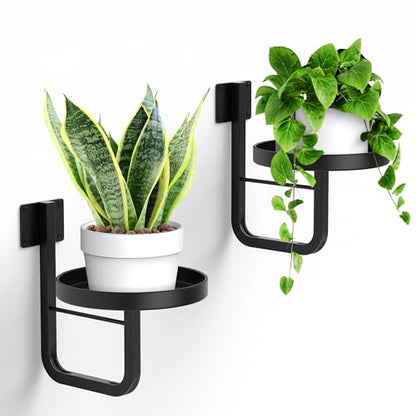 2 Pack Wall Plant Holder for Hanging Planters Indoor Outdoor Black - color: Black-2Pcs20cm