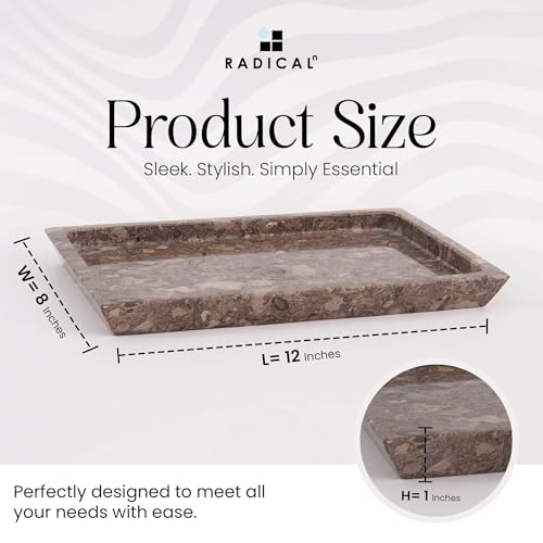 Rectangle Marble Tray for Vanity & Bathroom Counter, 12" Serving Tray - color: Oceanic