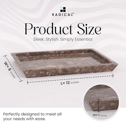 Rectangle Marble Tray for Vanity & Bathroom Counter, 12" Serving Tray - color: Oceanic