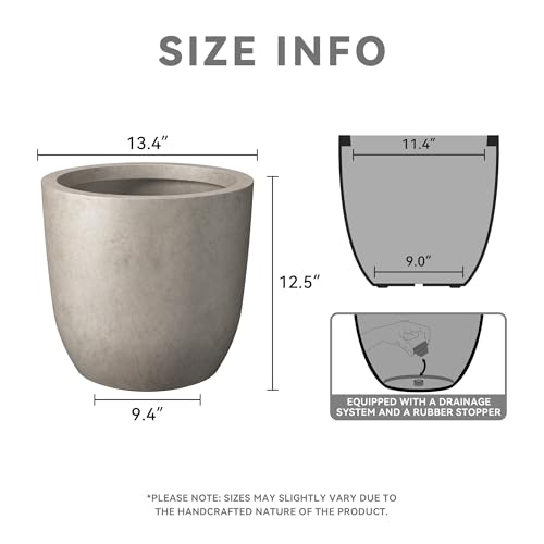 Kante Accent Round Curved Weathered Concrete Planter 13.3" Dia, Outdoor - color: Weathered Concrete, size: 13.4"d