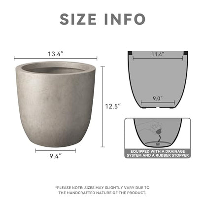 Kante Accent Round Curved Weathered Concrete Planter 13.3" Dia, Outdoor - color: Weathered Concrete, size: 13.4"d