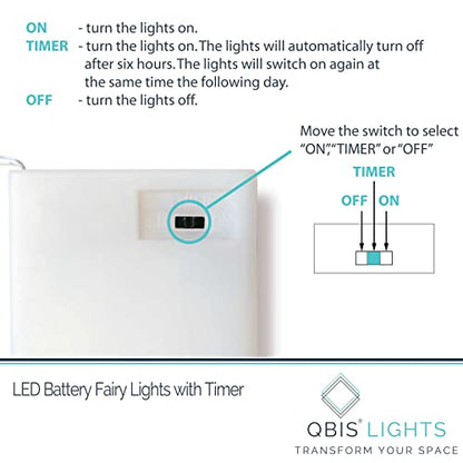 QBIS Warm White Christmas Lights Battery Operated, 40 Micro LEDs 6.5ft 2 Pk - size: 2PK-40 Warm White