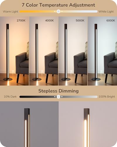 EDISHINE Wooden Corner Lamp with Remote, Dual Lighting, 7CCT & Dimmable - color: Dark Walnut