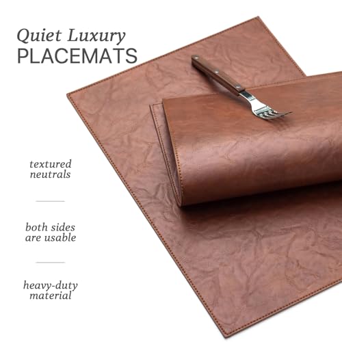 Baroyal Faux Leather Placemats Set of 4 Vinyl Washable Wipeable Table Mats for Kitchen Dining Table Heat Resistant Waterproof Indoor/Outdoor Placemats Non-Slip Easy Clean Place Mats (Reddish Brown) - color: B-reddish Brown
