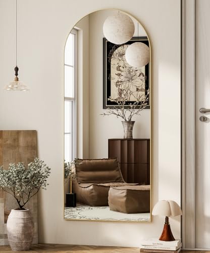 HARRITPURE 64"x21" Arched Full Length Mirror - color: Gold-rect Edge, size: 64"L x 21"W