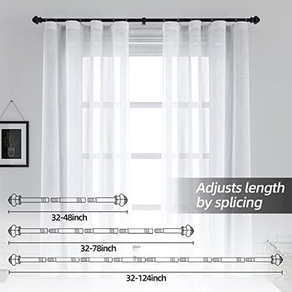 Thestoa Curtain Rods for Windows 78-124 Inch, 5/8"Black Curtain Rods for Bedroom, Living Room, Outdoor Black - size: 32"-124"