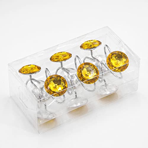 Crystal Diamond Round Shower Curtain Hooks Rings for Bathroom,Gold,12PCS - color: Gold