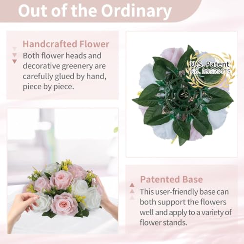 NUPTIO Flower Ball Centerpieces for Tables: Pink & White Artificial Rose - color: Light Pink & Pure White, size: 2 Pcs