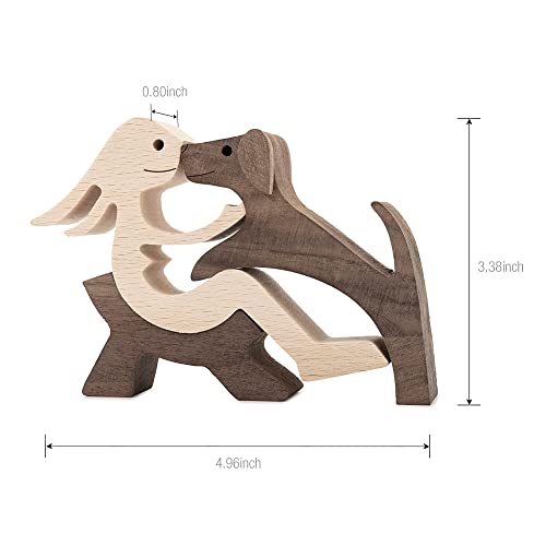 Hand Carved Wooden Woman & Dog Statue - Home Office Decor Wood Human & Dog Sculpture, Unique Gift to Remember Friendship - color: Relaxing Woman and Dog