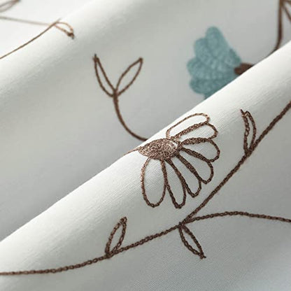 VOGOL Blue Floral Embroidered Kitchen Valance, 52 x 14 Inches - color: Blue, size: 52"W x 14"L (Pack of 1)