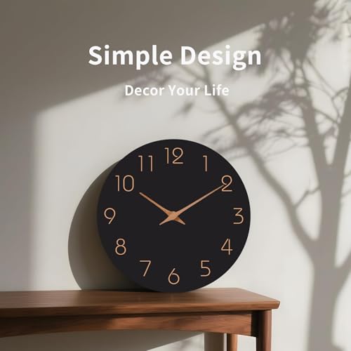 Mosewa 12" Wall Clock Battery Operated Silent Non-Ticking Modern Simple - color: B_black, size: 12 Inch
