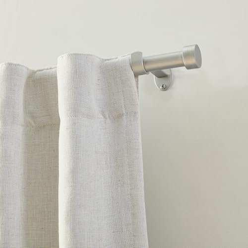 Serena Single Curtain Rod with Contemporary Cap Finial, Polished Nickel - 32"W x 142"L - color: Polished Nickel, size: 32"W x 142"L