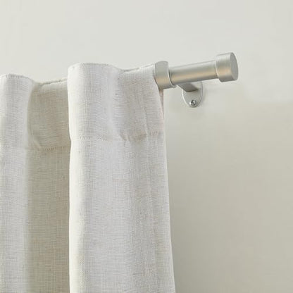 Serena Single Curtain Rod with Contemporary Cap Finial, Polished Nickel - 32"W x 142"L - color: Polished Nickel, size: 32"W x 142"L