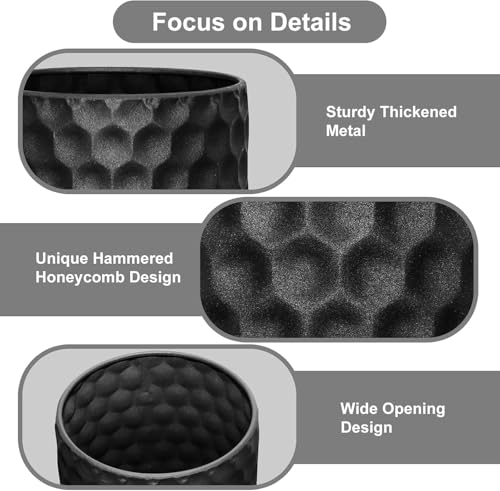 Tall Black Floor Vase 3 Pack, Extra Large Decorative Metal Standing Vases for Living Room Corner Office Home - style: Uncovered