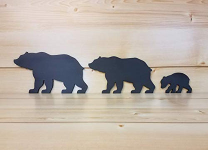 Wooden Black Bear Family Set of 3 | Papa, Mama & Baby Cub | Rustic Cabin Wall Décor | Woodland Lodge Bear Silhouette Set