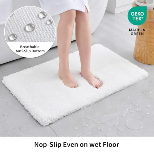Disolla White Bathroom Rugs 17x24, Microfiber Non-Slip Plush Small Bath Mat - color: White, size: 1'5" x 2' (17''x24'' Mini Bathroom Rug)