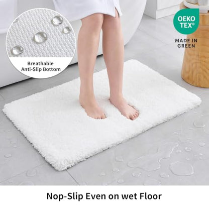 Disolla White Bathroom Rugs 17x24, Microfiber Non-Slip Plush Small Bath Mat - color: White, size: 1'5" x 2' (17''x24'' Mini Bathroom Rug)