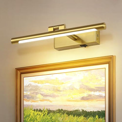 12.6 Inch Gold Picture Light Battery Operated with Remote and Timer - color: Gold, size: 12.6 In