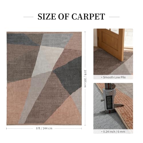 YIHOUSE Mid Century Modern Rug, Washable Non-Slip Low Pile, Brown, 8x10 ft - color: Brown, size: 8' x 10' (Rectangular)