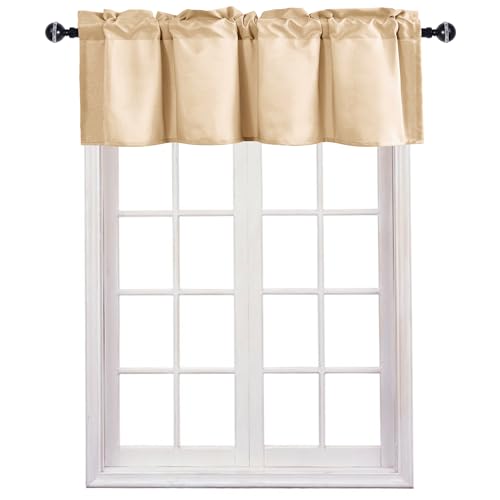 JIUZHEN Beige Valance Curtains for Window 1 Panel, 42 x 12 Inches - color: Beige, size: 42"W x 12"L (Pack of 1)