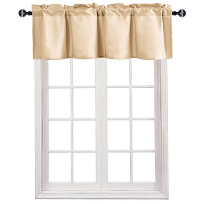 JIUZHEN Beige Valance Curtains for Window 1 Panel, 42 x 12 Inches - color: Beige, size: 42"W x 12"L (Pack of 1)