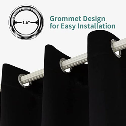 Pickluc Grommet Blackout Curtain for Bedroom, Light Blocking Drapes, Thermal Insulated, Noise Reduction, 42 Inches Wide x 84 Inches Long, Black, 2 Panels - color: Black, size: 42"W x 84"L (Pack of 2)