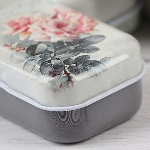 32Pcs Mini Flower Tin Trinket Jewelry Organizer Box Tinplate Storage Case with Lid Small Rectangular Bead Container for Storage of Small Items, Crafts, Christmas stocking stuffers(flower)