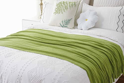 BATTILO HOME Lime Green Throw Blanket for Couch, 50"x60" - color: Apple Green, size: 50 x 60 in.