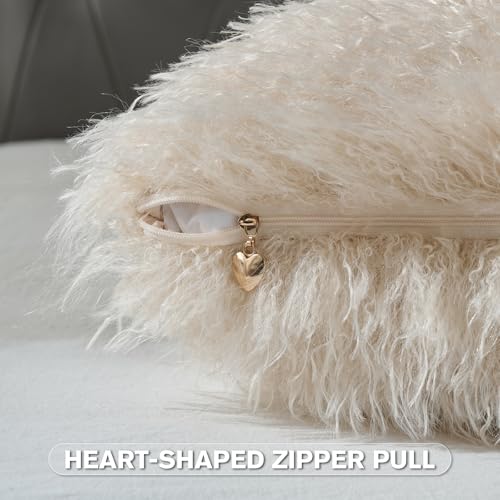 FUTEI Pack of 2 Faux Wool Throw Pillow Covers 18x18 Inch, Beige - color: Beige