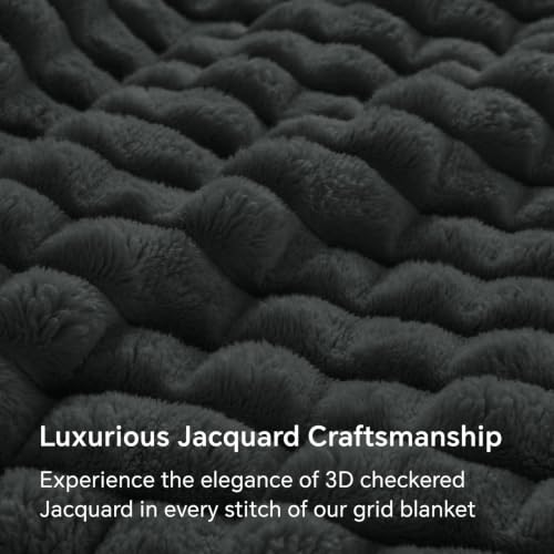 BEDELITE Checked Charcoal Grey Fleece Blanket Queen Size for Bed, 90"x90" - color: Charcoal Grey, size: Queen(90"x90")