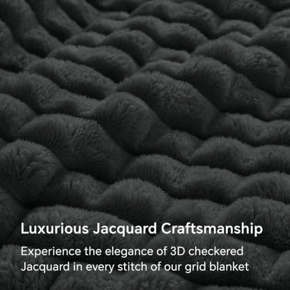 BEDELITE Checked Charcoal Grey Fleece Blanket Queen Size for Bed, 90"x90" - color: Charcoal Grey, size: Queen(90"x90")