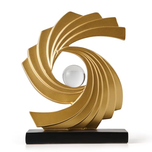 Abstract Art Statue,Modern Gold Minimalist Decoration,Geometric Abstract Sculpture,Decoraciones para Sala Bedroom Office Coffee Tabletop Centerpiece Decoration Resin Collectibles (Gold) - color: Gold