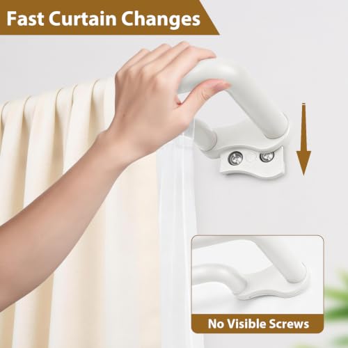 KAMANINA Double Curtain Rod 32 to 58 Inch, White Wrap Around Drapery Rods - color: White, size: 32-58"
