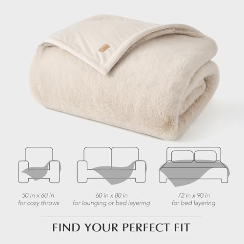EverGrace Faux Chinchilla Fur Throw Blanket, 72"x90", Birch Mink - color: Birch Mink, size: 72"x90"