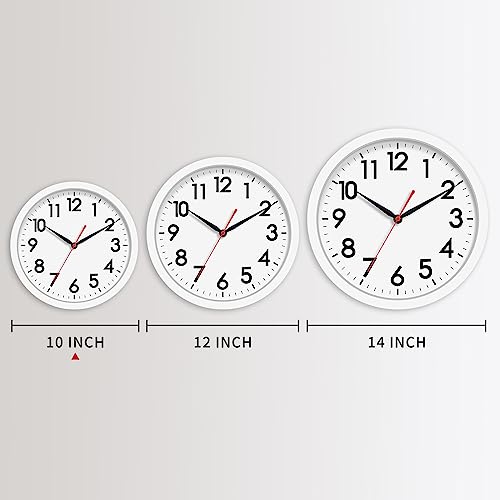 AKCISOT 10 Inch Wall Clock, Silent Battery Operated Analog Clock, White - color: C_white, size: 10 Inch