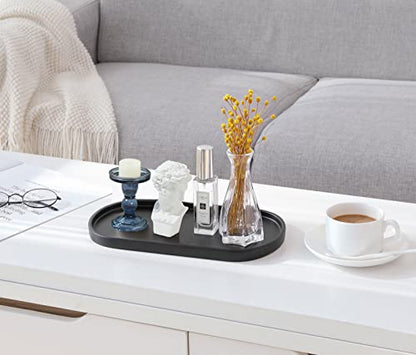 Luxspire 11.4" Oval Bathroom Tray for Countertop Organizer, Matte Black - color: Matte Black, style: Medium