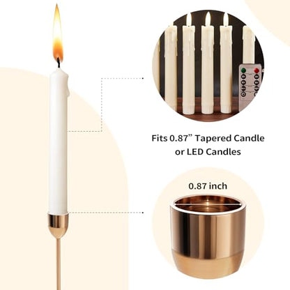 ChefBee 3PCS Gold Tall Taper & Pillar Candle Candlestick Holder - color: Gold