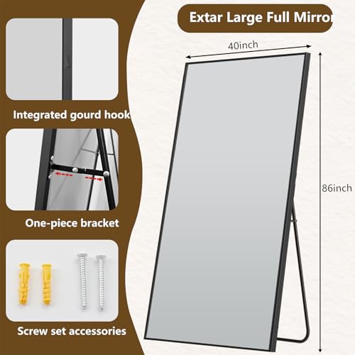 Koonmi 86"x40" Floor Mirror Full Length, Large Black Mirror - color: Black, size: 86"L x 40"W