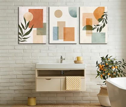 Frimeeme 3 Piece Framed Orange and Green wall Art Wall Decor, 12x16 Inches