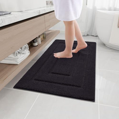 Buganda Microfiber Bathroom Rugs 36x24, Soft Shaggy Absorbent Bath Rugs - color: Black, size: 36" X 24"