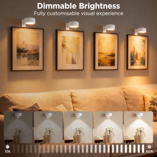 4-Pack Picture Lights for Wall, Rechargeable Wireless Poster Lights, White - color: White