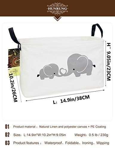 Rectangle Foldable Storage Basket Handles For Home, Love Elephant - color: Rec-Love-Elephant
